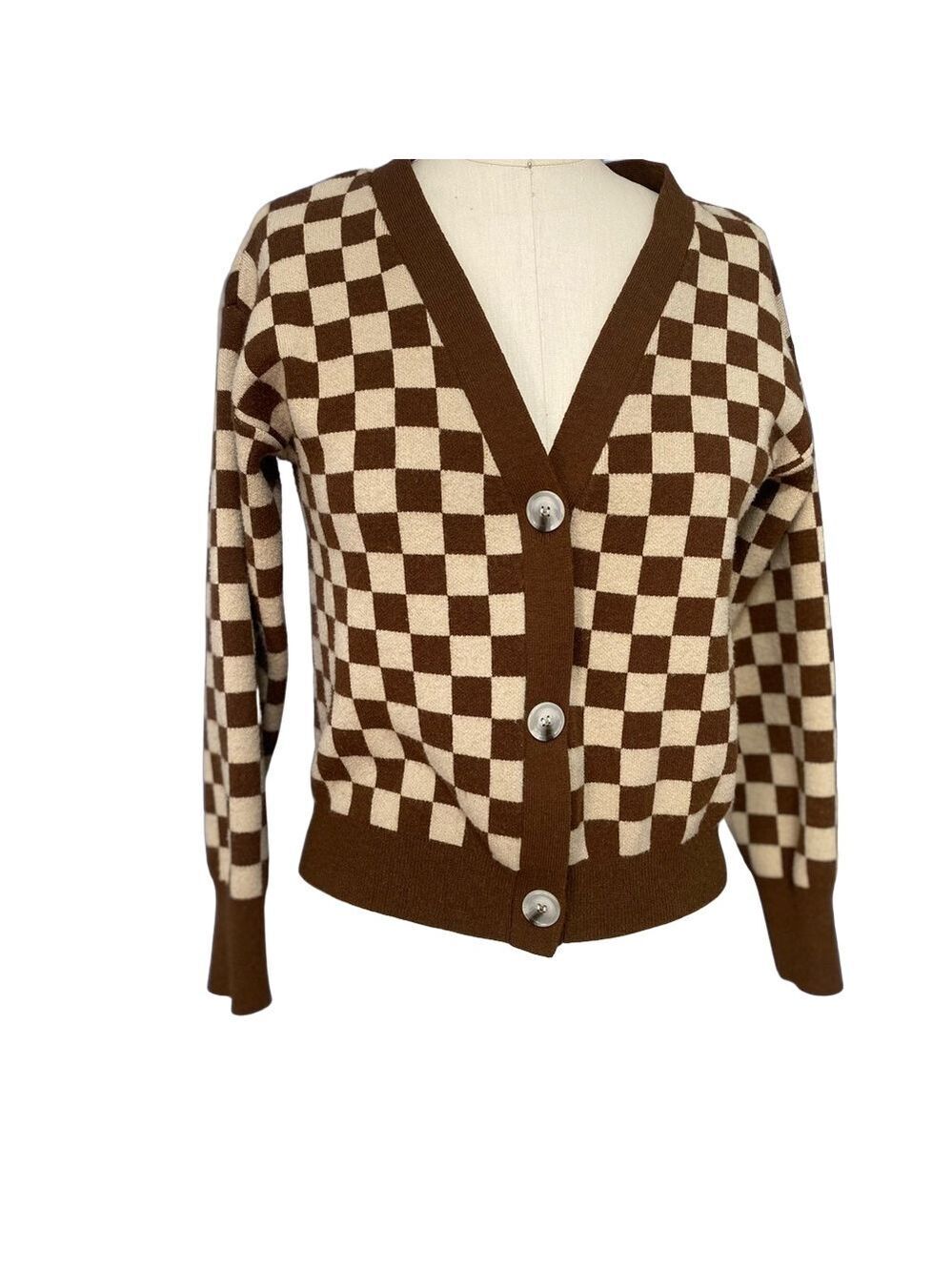Urban Outfitters Checkered cardigan Sweater, Size Small Willow & wind
